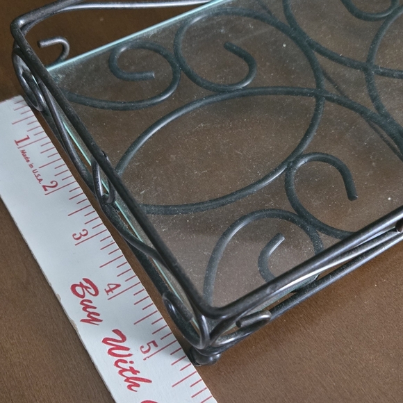 Elegant Black Metal and Glass Tray - Picture 3 of 3